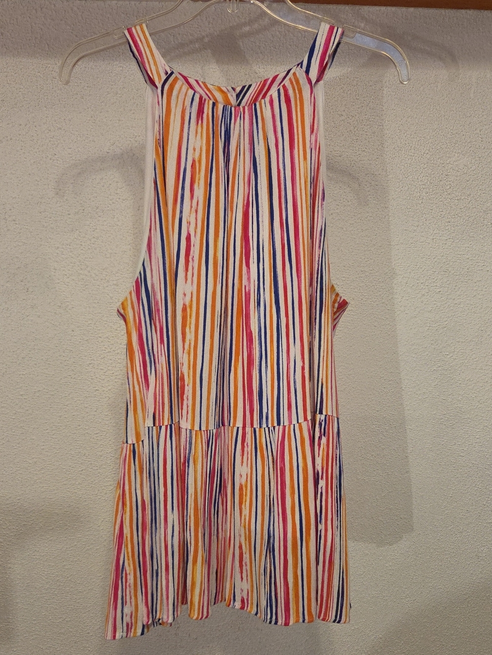 Sleeveless Multicolor Striped Camisole Top - Pink, Orange & Blue